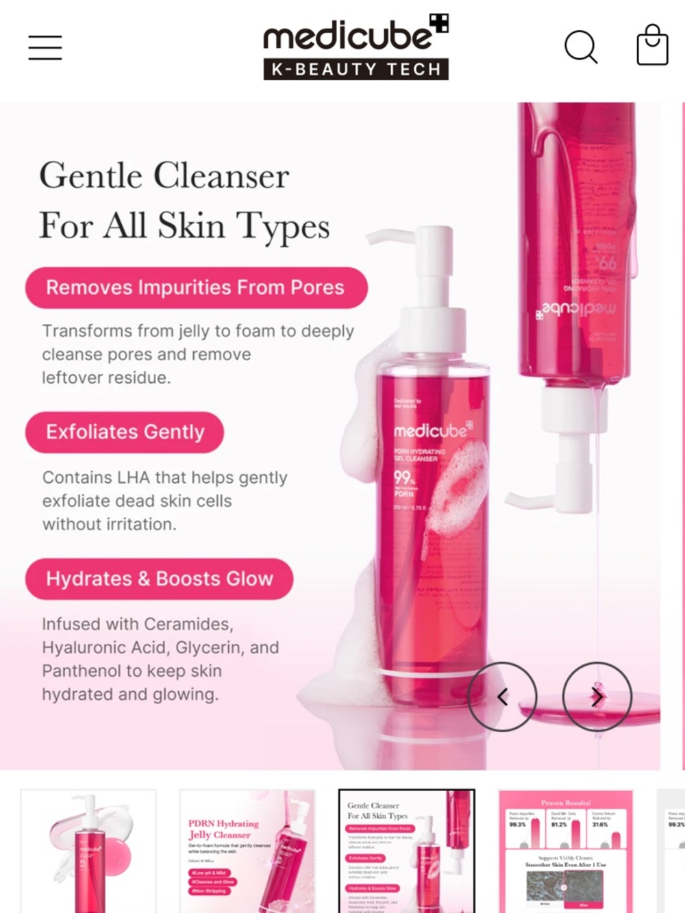 Medicube Pink Gel Cleanser Hydrating Daily Cleanser KBeauty Korean PDRN NIB - Picture 2 of 12